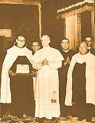 H.H. Pope Pius XII blessing the Corner Stone on 12th December 1952 at the Vatican Palace in Rome.