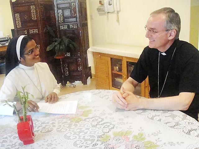 The Apostolic Nuncio in conversation with Sr. Carmel Ann, AC